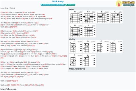 Chord: Walk Away - tab, song lyric, sheet, guitar, ukulele | chords.vip