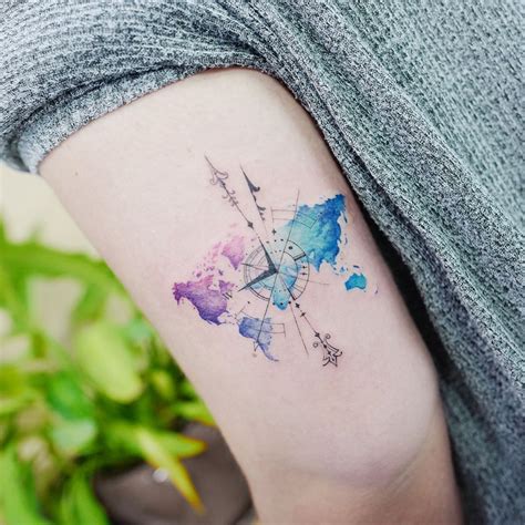 Watercolor World Map Tattoo