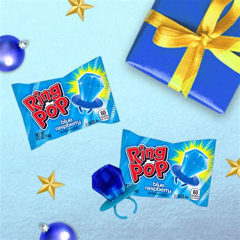 Ring Pop Colorfest Blue Raspberry holiday Candy - 30 Count Bulk Lollipop Pack – Individually ...