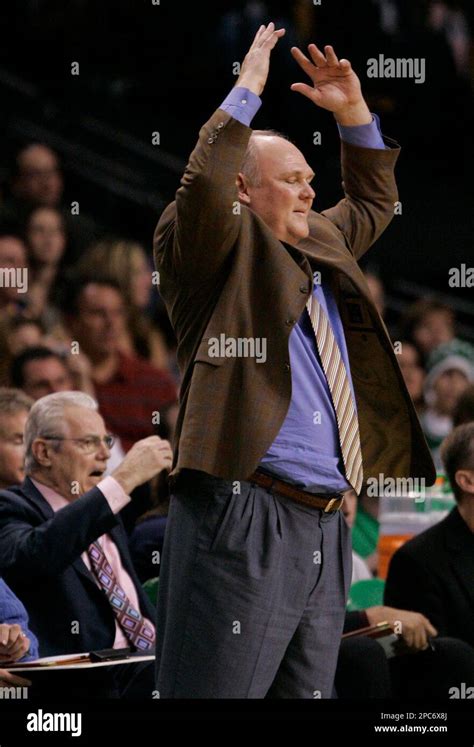 Denver Nuggets coach George Karl gestures late in the fourth quarter of ...