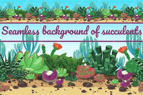 Premium Vector | Seamless background from different succulents isolated ...