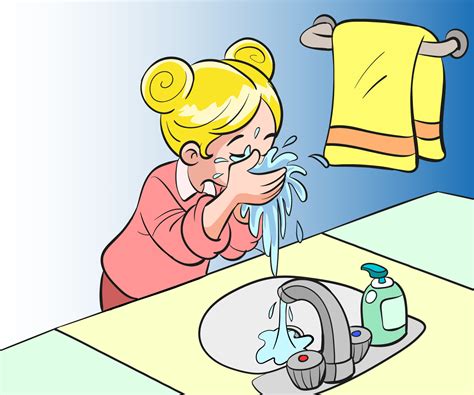 illustration of girl washing her face in bathroom 12576674 Vector Art at Vecteezy