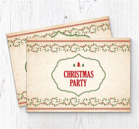 Vintage Christmas Party Invitations | Personalise Online Plus Free Envelopes | Putty Print