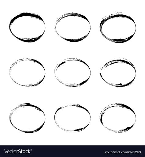 Set hand drawn oval frame Royalty Free Vector Image