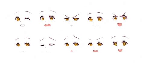 Premium Vector | Anime manga girl expressions eyes set