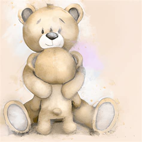 Watercolour Virtual Hug Teddy Bear Cuddling Teddy · Creative Fabrica