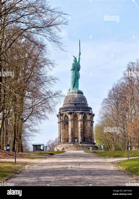 Colossal statue Hermann Monument by Ernst von Bandel, Teutoburg Forest ...