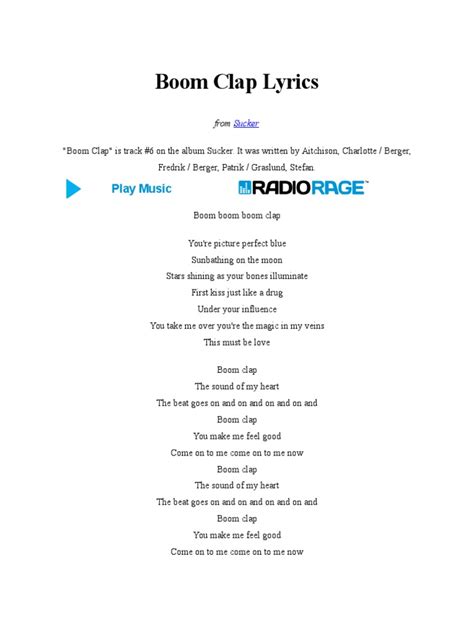 Boom Clap Lyrics | PDF | Leisure | Entertainment (General)