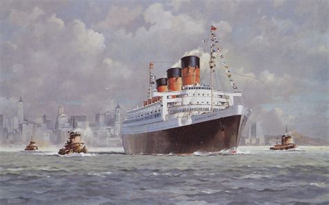 Queen Mary I (1936), Cunard Line, GB, entrando en Nueva Tork en su último viaje en 1967 Maritime ...