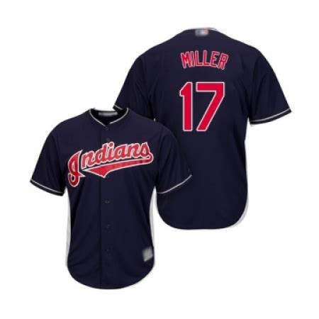 Men's Cleveland Guardians #17 Brad Miller Replica Navy Blue Alternate 1 ...