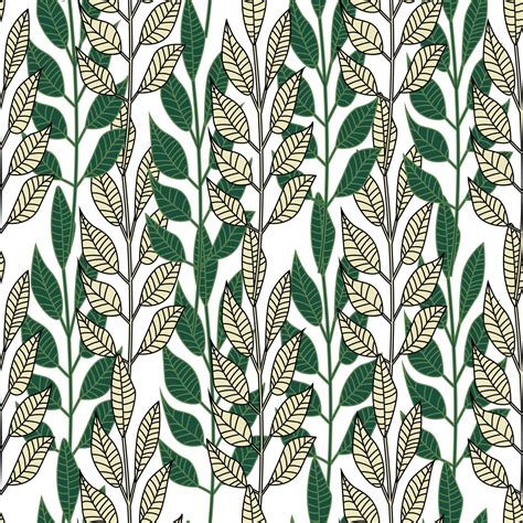 Forest leaves seamless pattern on white background. 5627739 Vector Art ...