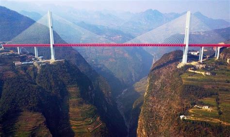 Duge Bridge over Beipan River -- world's highest bridge. Guizhou ...