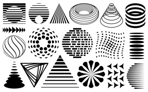 Abstract shapes, geometric vector design elements. Geometric halftones and patterns, black and ...