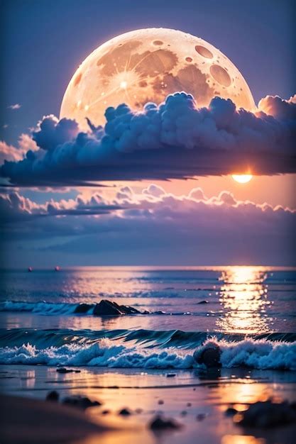 Premium AI Image | A full moon over the ocean