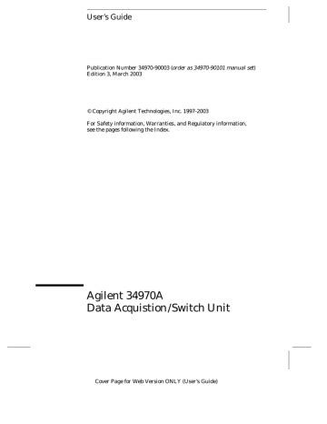 Agilent Technologies 34970A Switch User Manual | Manualzz