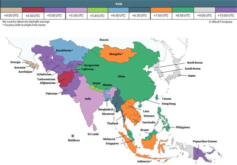 Asia Time Zone Map - WhichTimezone