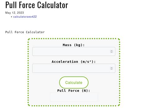 Pull Force Calculator - Your Calculator Home