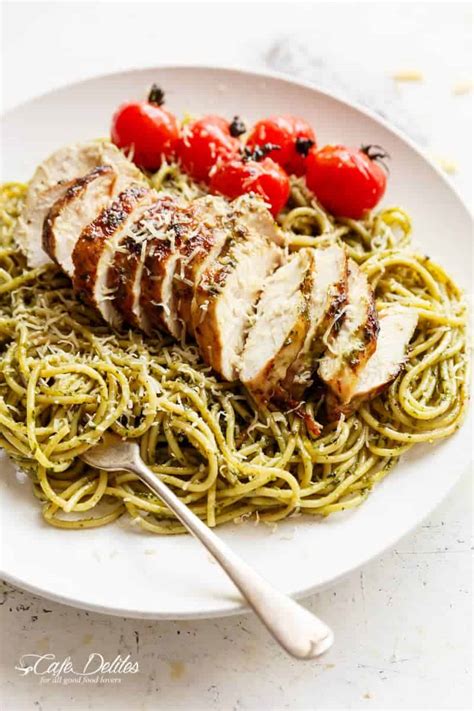 Basil Pesto Chicken Spaghetti - Cafe Delites