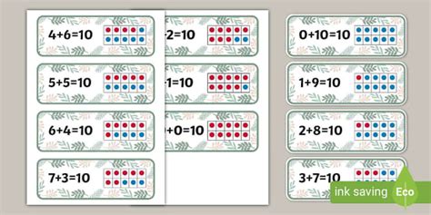 👉 Botanical Themed Number Bonds of 10 Flashcards - Twinkl