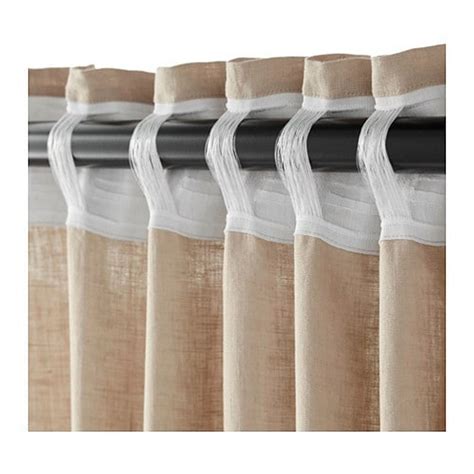 IKEA Aina Curtains Drapes BEIGE LINEN Flax 98" Long New