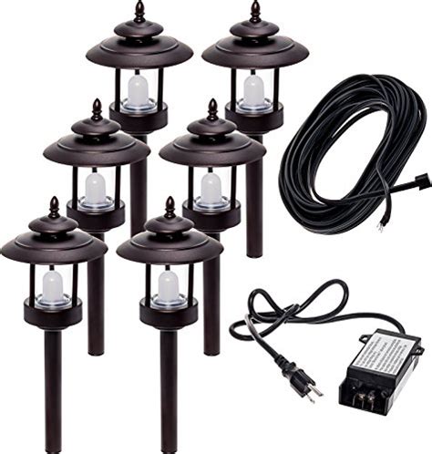 6 Pack Westinghouse 100 Lumen Low Voltage LED Pathway Light Landscape Kit w/Transformer & Cable ...