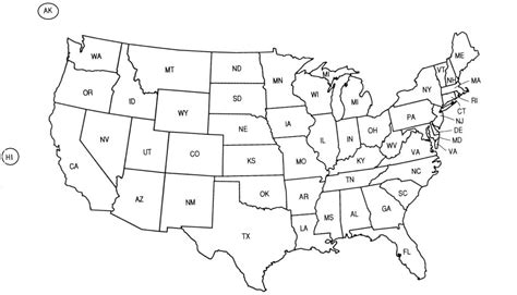 United States State Abbreviations Map