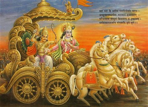 Krishna and Arjuna at the Battlefield of Kurukshetra | Bhagavad gita, Lord krishna images ...