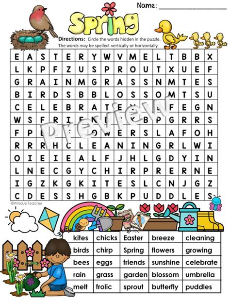 Spring Word Search | EASY Puzzle | Ready to Go! | Made By Teachers