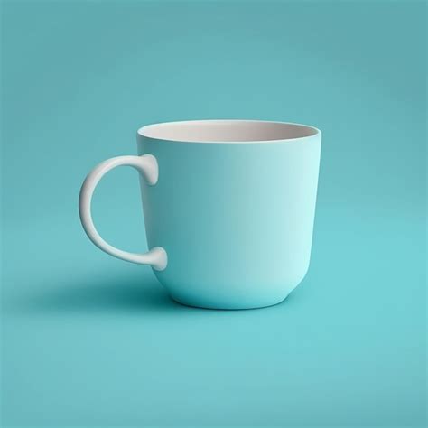 Premium Photo | Blue mug on the blue background mockup template