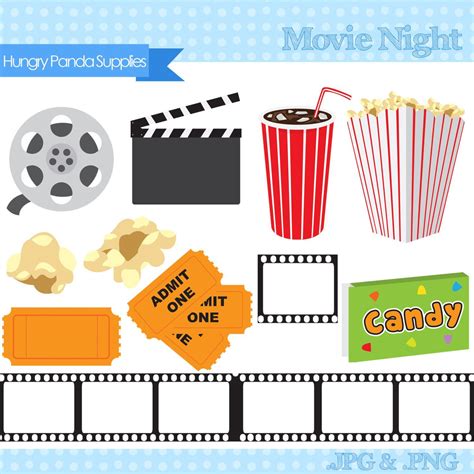 Movie Night Digital Clipart Theater Clipart at the Movies - Etsy ...