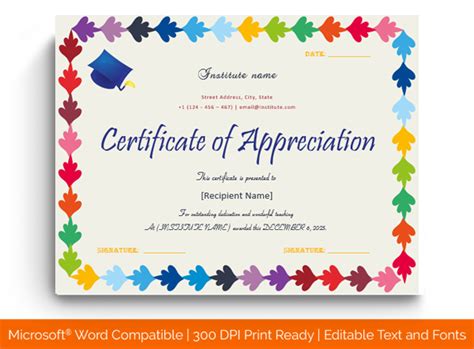 Certificate of Appreciation for Teachers (#1349, MULTI) – Doc Formats | Certificate of ...