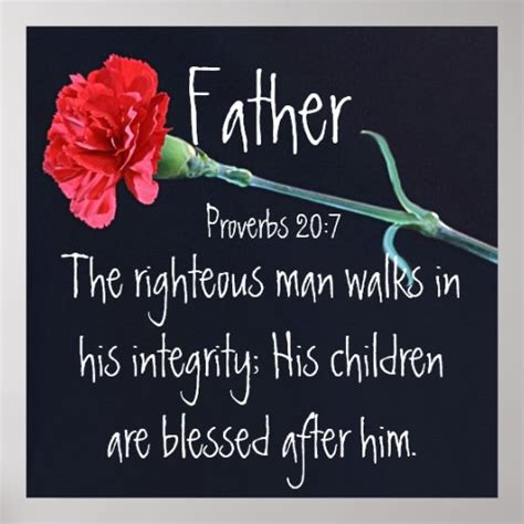 The righteous man bible verse for Father's Day Poster | Zazzle