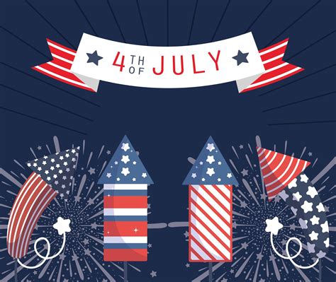 4th of July celebration banner with fireworks 1481893 Vector Art at Vecteezy