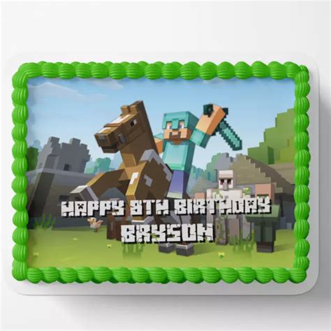 MINECRAFT BIRTHDAY PARTY CAKE TOPPER EDIBLE IMAGE, Minecraft party ...