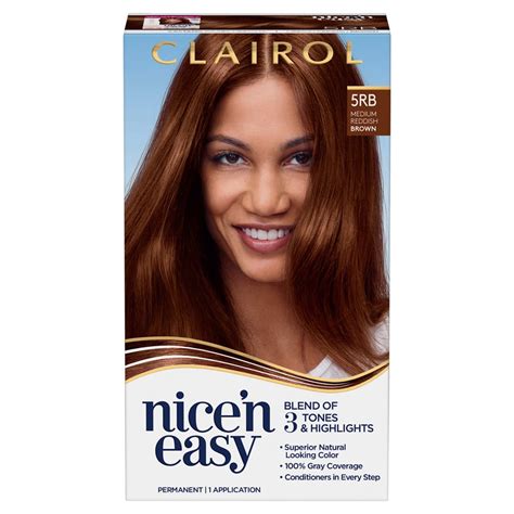 Clairol Nice'n Easy Permanent Hair Dye Hair Color Cream, 5RB Medium ...