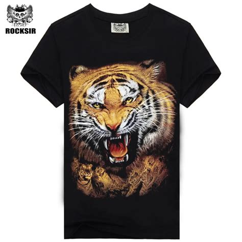 New Arrival Fashion 3d Print Tiger Men T shirt O neck 100% Cotton Men Clothes Hip Hop Black T ...