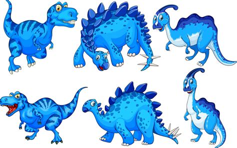 Set of blue dinosaur cartoon character 2747483 Vector Art at Vecteezy