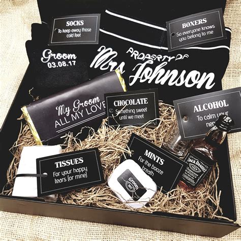 Pin by Rebecca on Groom? | Groom survival kits, Wedding day groom gift, Groom gift box