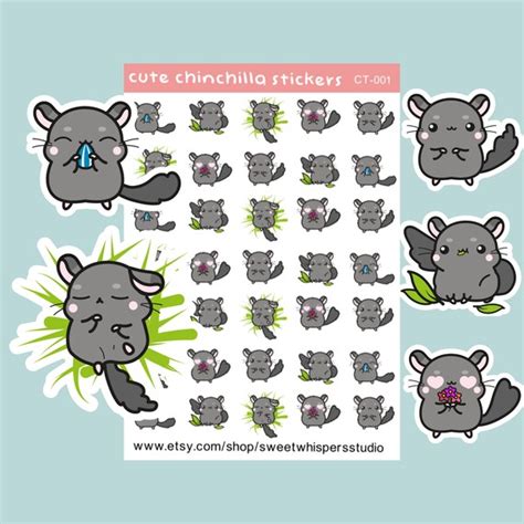 Cute chinchilla stickers chinchilla stickers animal | Etsy