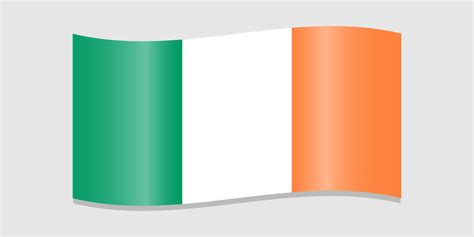 Flag of Ireland. Irish flag with shadow on a light gray background. Green, white, orange colors ...