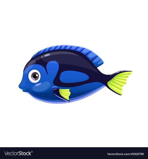 Cute tropical sea fish blue tang icon Royalty Free Vector
