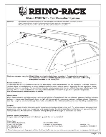 to Installation Instructions for Rhino | Manualzz