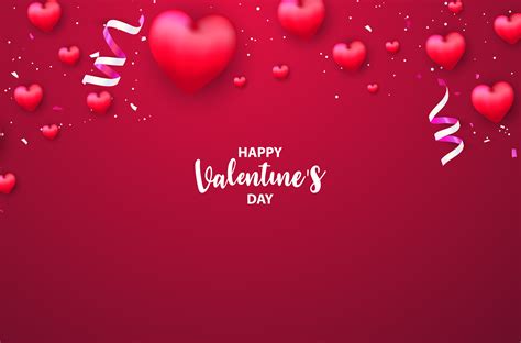 Red Valentine's day template with glossy hearts and confetti - Download Free Vectors, Clipart ...