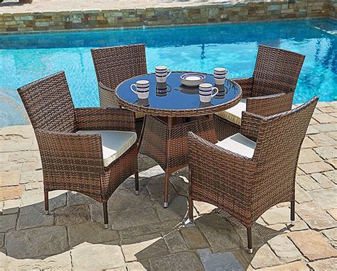 Outdoor Furniture All-Weather Wicker Round Dining Table and Chairs ...