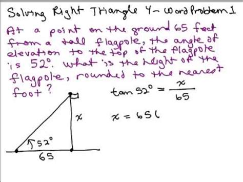 Solve Right Triangles 4 word problem - YouTube