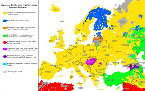 Etymology map for the word “egg” in European... - Maps on the Web