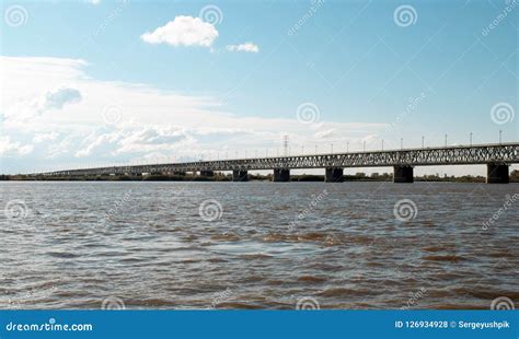 Bridge Over the Amur River. Khabarovsk Stock Photo - Image of amur ...