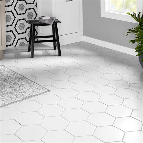 Merola Tile Textile Hex White 8-5/8 in. x 9-7/8 in. Porcelain Floor and ...