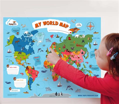 Buy FlyingKids® World Map Poster for Kids. Packed in a special gift box including dry-erase pen ...