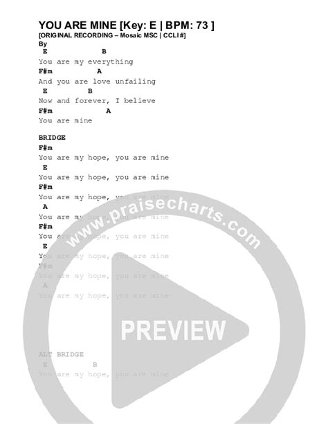 You Are Mine Chords PDF (Mosaic MSC) - PraiseCharts